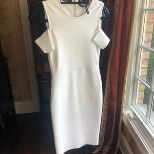 BCBG white shoulder cut out, from fitting dress